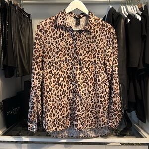 H&M Leopard Button Down Shirt Size 6